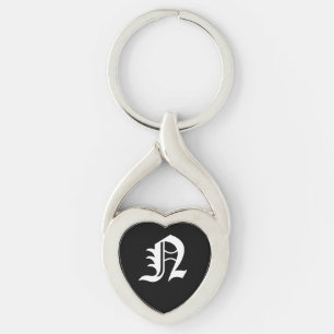 "N" Black Heart Keychain Schlüsselanhänger