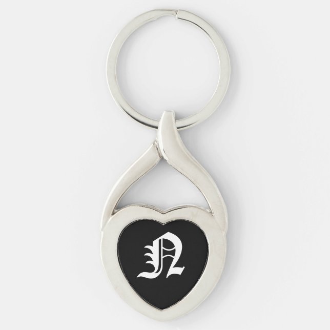 "N" Black Heart Keychain Schlüsselanhänger (Vorderseite)