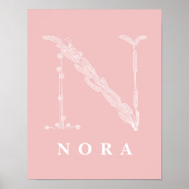 N Botanisches Monogramm Kinderzimmer-Poster Poster