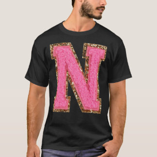 N - Bubblegum Glitzer - Farblose Buchstabenklammer T-Shirt
