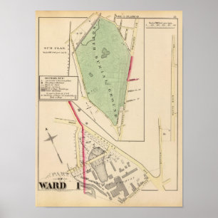 N Burial Ground und Atlas-Karte Woonsocket Company Poster