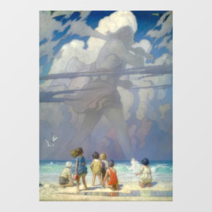 N.C. Wyeth Der Riese 1923 Vintage-Illustration Fensteraufkleber