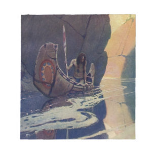 N. C. Wyeth Indianisches Kanu Paddel Illustration Notizblock
