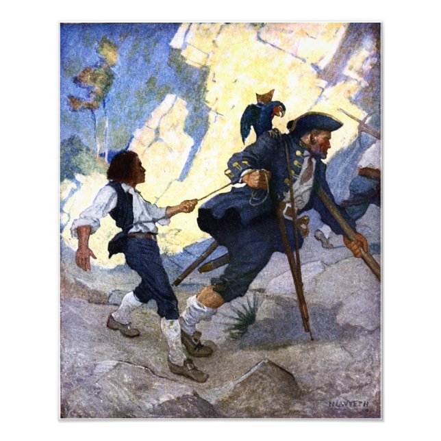 N. C. Wyeth Long John Silver und sein Parrot Poste Fotodruck (Vorne)