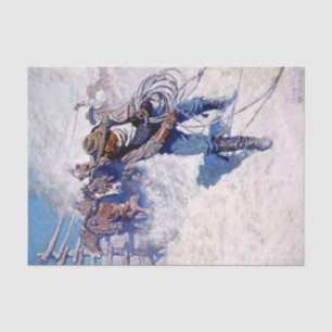 N C Wyeth Western-Gemälde „Roping Wild Horses“ Seidenpapier