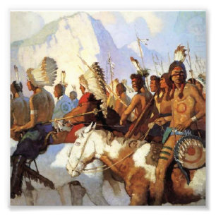 N C Wyeth Western-Gemälde „The War Party“ Fotodruck