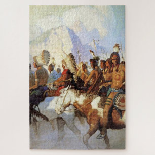 N C Wyeth Western-Gemälde „The War Party“ Puzzle