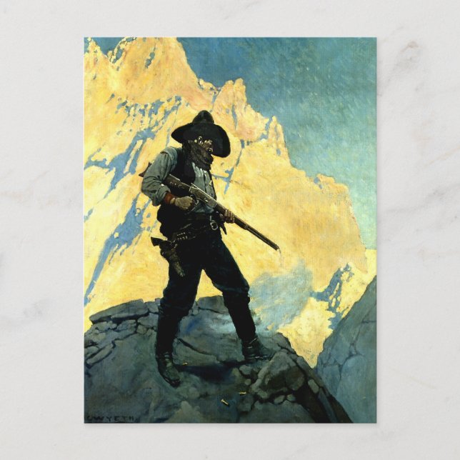 N C Wyeth Western Malerei "Letzter Stand" Postkarte (Vorderseite)