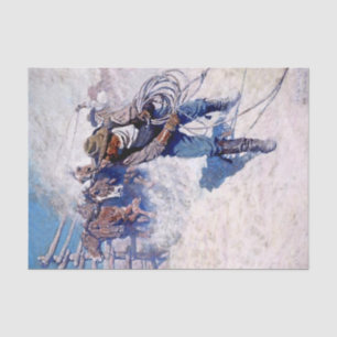 N C. Wyeth Western Malerei "Roping Wild Horses" Seidenpapier