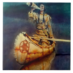 N C Wyeth Western Malerei "The Moose Call" Fliese