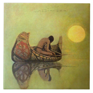 N C Wyeth Western Malerei "The Silent Fisherman" Fliese