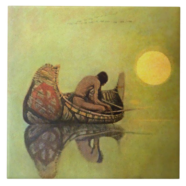 N C Wyeth Western Malerei "The Silent Fisherman" Fliese (Vorderseite)