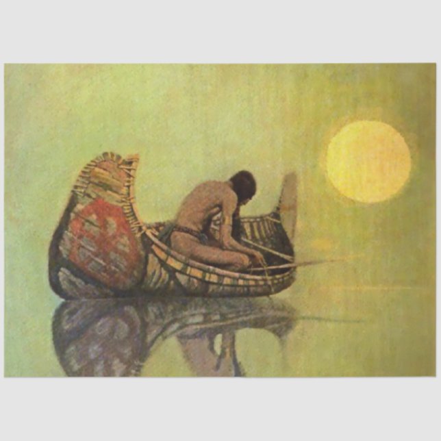 N C Wyeth Western Malerei "The Silent Fisherman" Seidenpapier (Vorderseite)