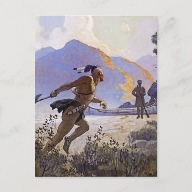 N C Wyeth Western Malerei "The Tomahawk" Postkarte (Vorderseite)