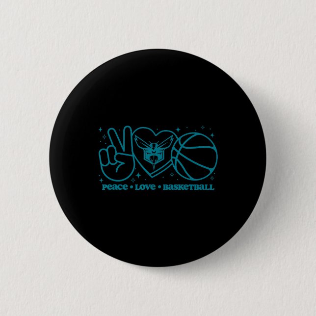 N Charlotte Hornets Peace Love Sketll  Button (Vorderseite)