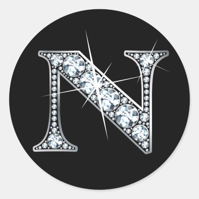 "N" Diamant Bling Sticker (Vorderseite)