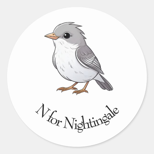 N für Nachtingale Runder Aufkleber (Vorderseite)