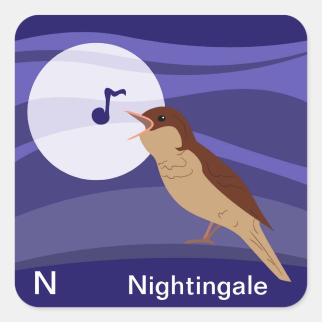 N für Nachtticker Quadratischer Aufkleber (Vorderseite)