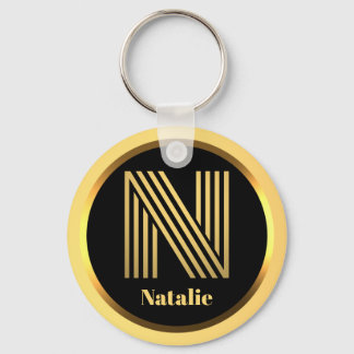 N Gold Monogramm-Schlüsselanhänger personalisiert Schlüsselanhänger