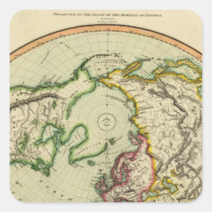 N Hemisphäre, Flugzeug London Quadratischer Aufkleber