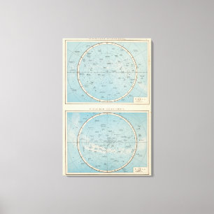 N, himmlische Atlas-Karte S Sternhimmel Leinwanddruck
