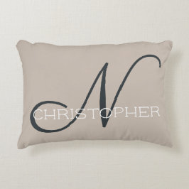N Initial Personalisiert Name Neutral Tan Taupe Dekokissen