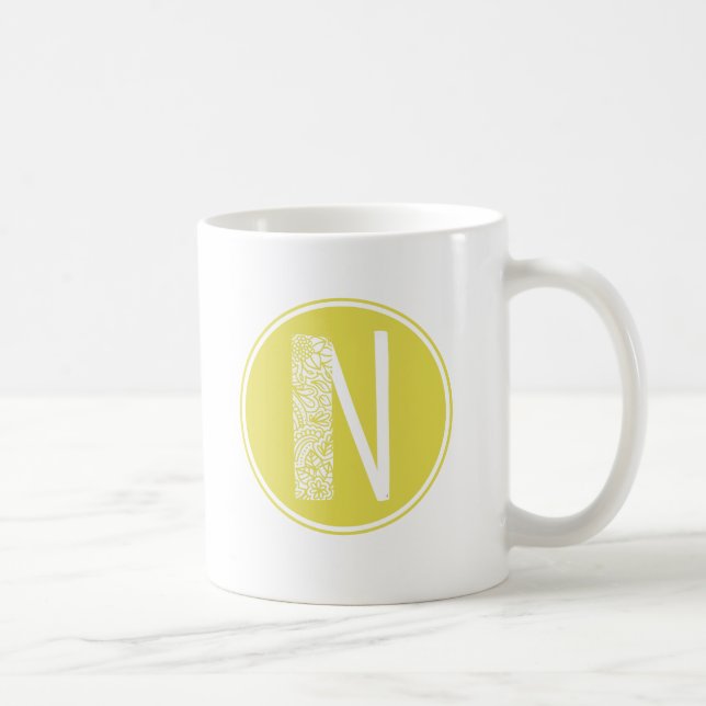 n Initialfloral Monogramm Kaffeetasse (Rechts)