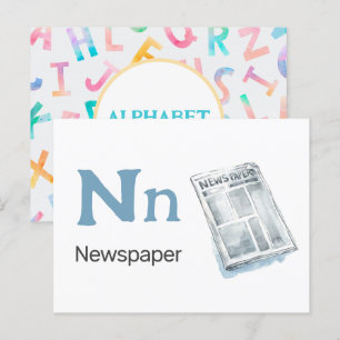 N ist für Zeitung - Alphabet Flash Card Postkarte