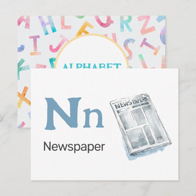 N ist für Zeitung - Alphabet Flash Card Postkarte (Vorne/Hinten)