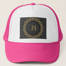 N Letter Initial Monogram Circle Hot Pink Color