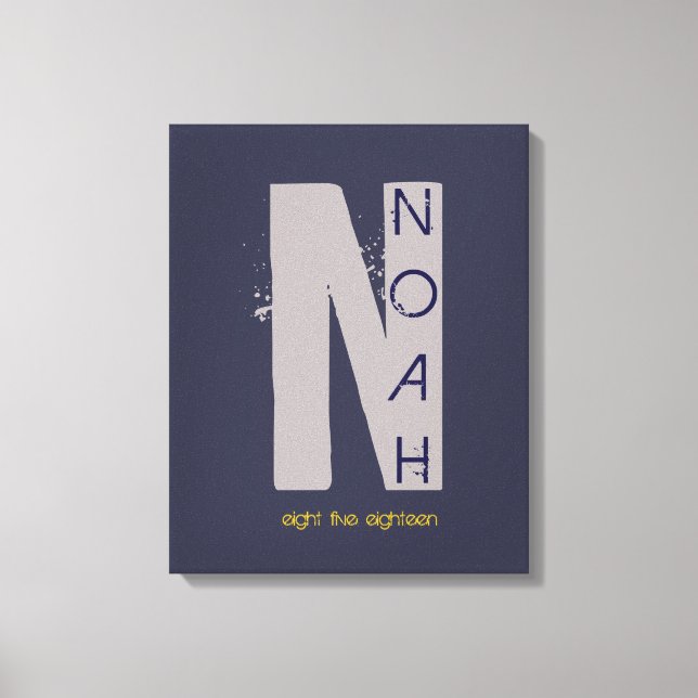 N Monogram, Initial Bar Bat Mitzvah Sign-In Board Leinwanddruck (Vorderseite)