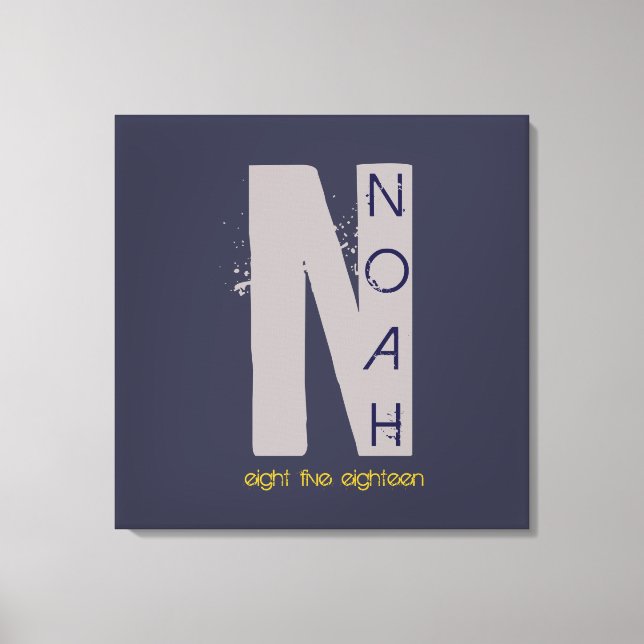 N Monogram, Initial Bar Bat Mitzvah Sign-In Board Leinwanddruck (Vorderseite)