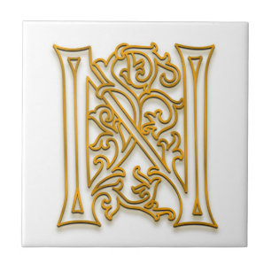 N Monogram "Irish Gold" Keramik Tile Fliese