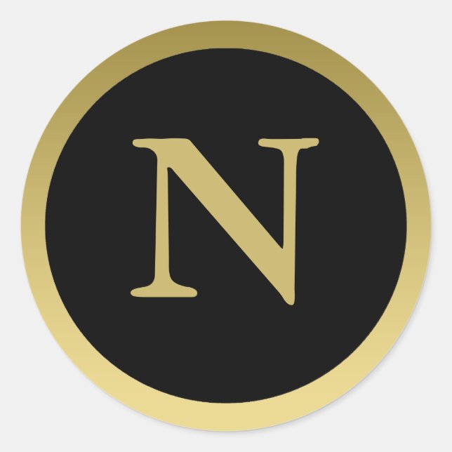 N: Monogram N Elegant Gold und Black Sticker (Vorderseite)