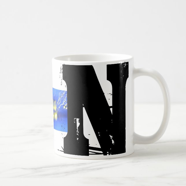 N Monogram Typographic Grunge Tasse (Rechts)