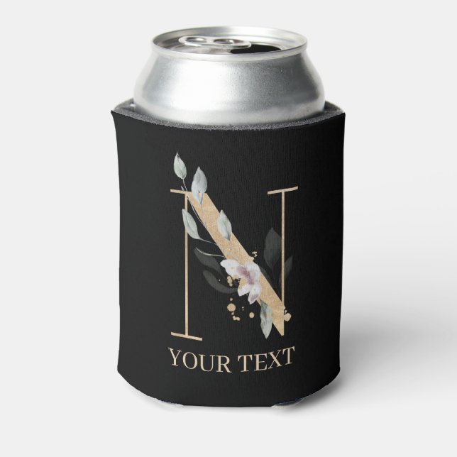 n Monogramm Floral Personalisiert Dosenkühler (Kanne Rückseite)