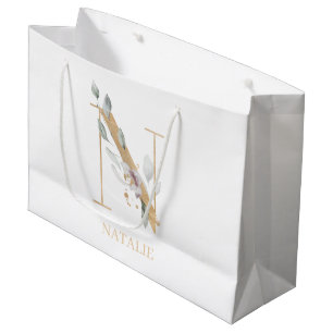 n Monogramm Floral Personalisiert Große Geschenktüte