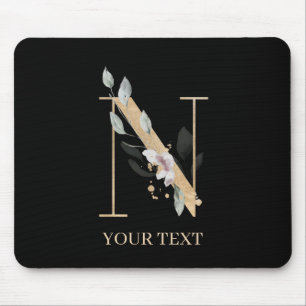 n Monogramm Floral Personalisiert Mousepad