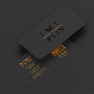 N Monogramm-Logo Schwarz Orange Modern Visitenkarte