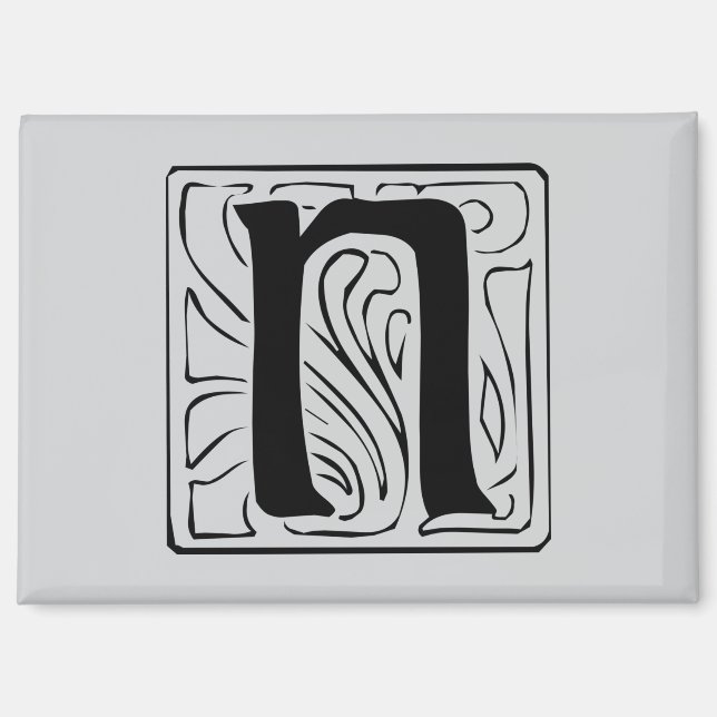 N Monogramm schwarz Magnet (Vorderseite)