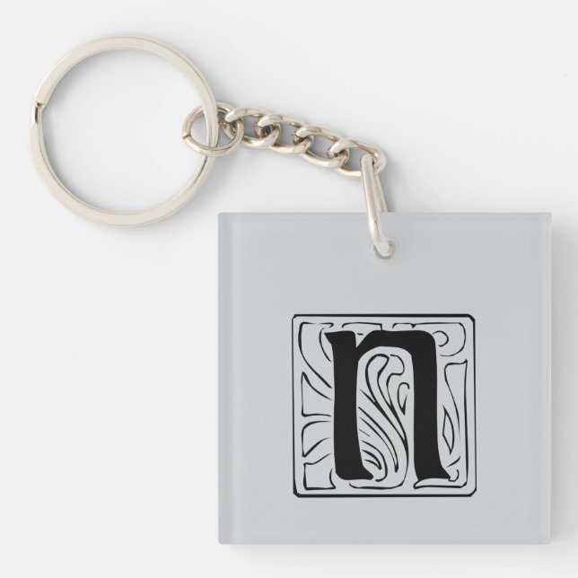 N Monogramm schwarz Schlüsselanhänger (Vorderseite)