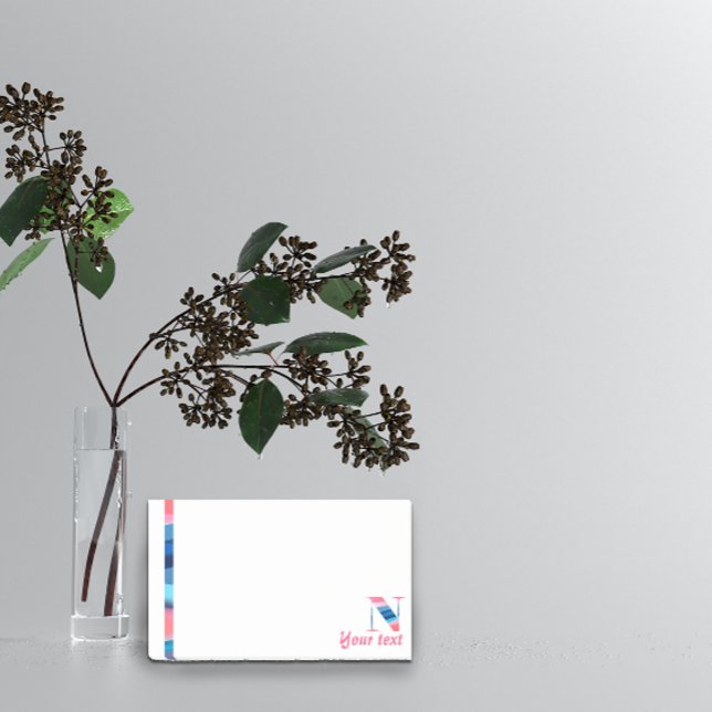 N-Notizen für die blaue Korallenriegel Monogram Post-it Klebezettel (Von Creator hochgeladen)