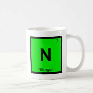 N - Periodisches Tabellensymbol der Stickstoffchem Kaffeetasse