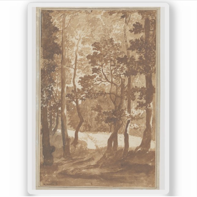 N. Poussin - Ein Weg, der zu einer Waldbeseitigung Aufkleber (Vorderseite)