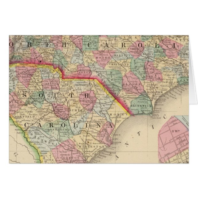 N & S Carolina Karte von Mitchell (Vorderseite (Horizontal))