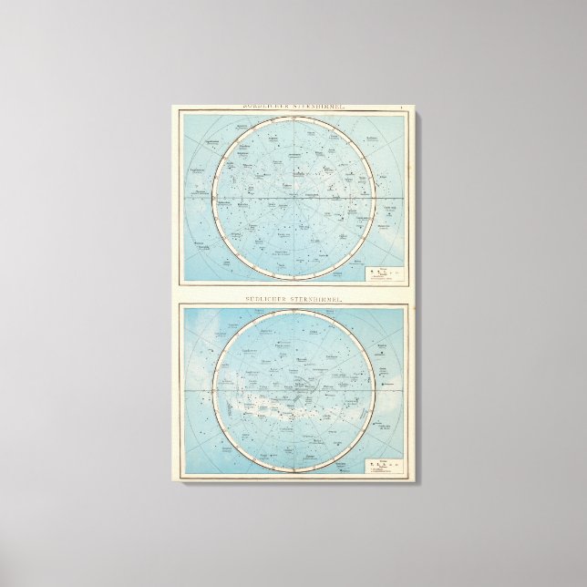 N, S Sternhimmel Celestial Atlas Map Leinwanddruck (Vorderseite)
