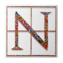 N Trajanus Red Custom Monogram Tile