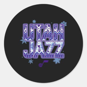 N Utah Jazz Weihnachts hässlicher Pullover Runder Aufkleber