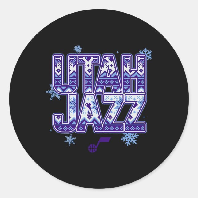 N Utah Jazz Weihnachts hässlicher Pullover  Runder Aufkleber (Vorderseite)