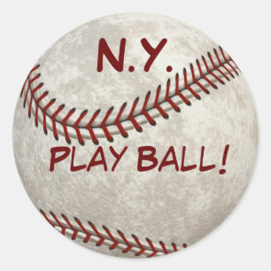 N.Y. Baseball "Play Ball!" Amerikanische Vergangen Runder Aufkleber